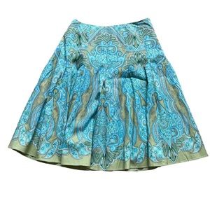 Talbots 100% Cotton A Line Paisley Floral Pleated
Skirt - Size 6